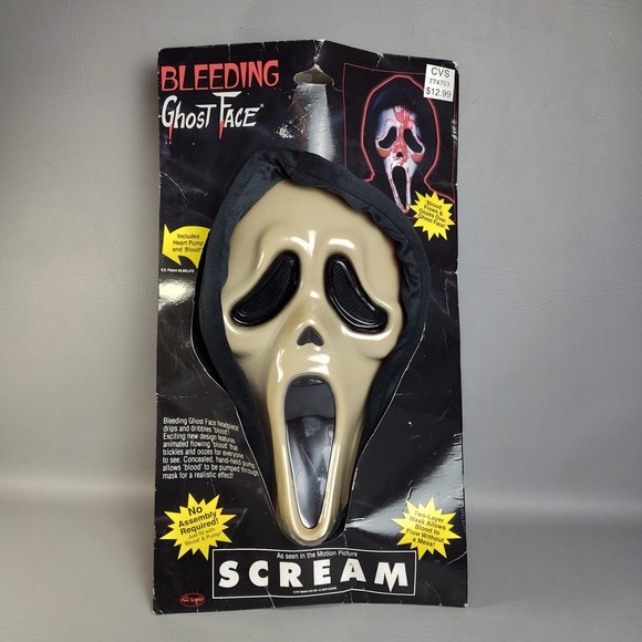 Fun World Other - Vintage 1997 Fun World Scream Bleeding Ghost Face Mask w/ Heart Blood Pump